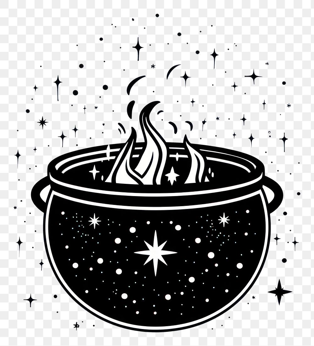 PNG Surreal aesthetic Cauldron logo stencil bowl fire.