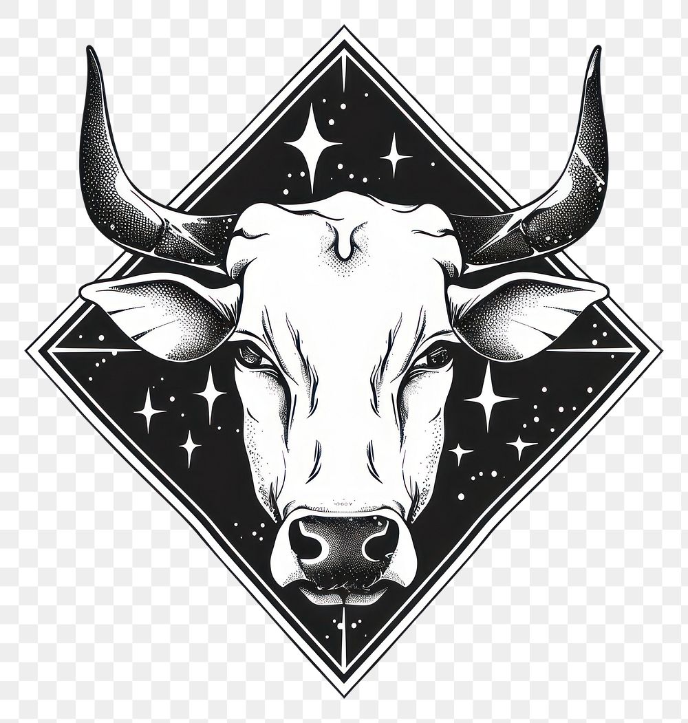 PNG Surreal aesthetic Cow head logo livestock animal mammal.