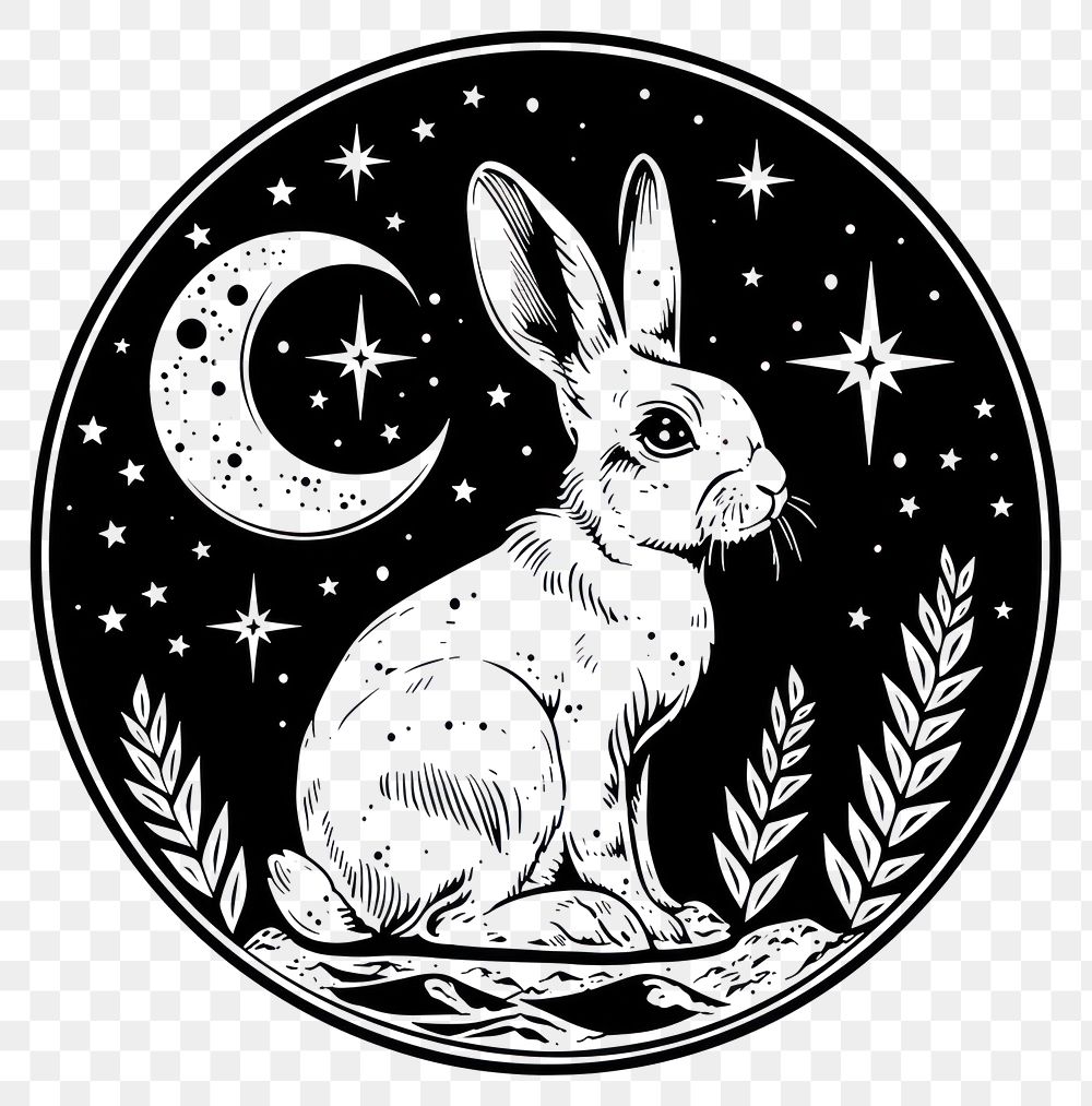 PNG Surreal aesthetic Rabbit logo art animal mammal.