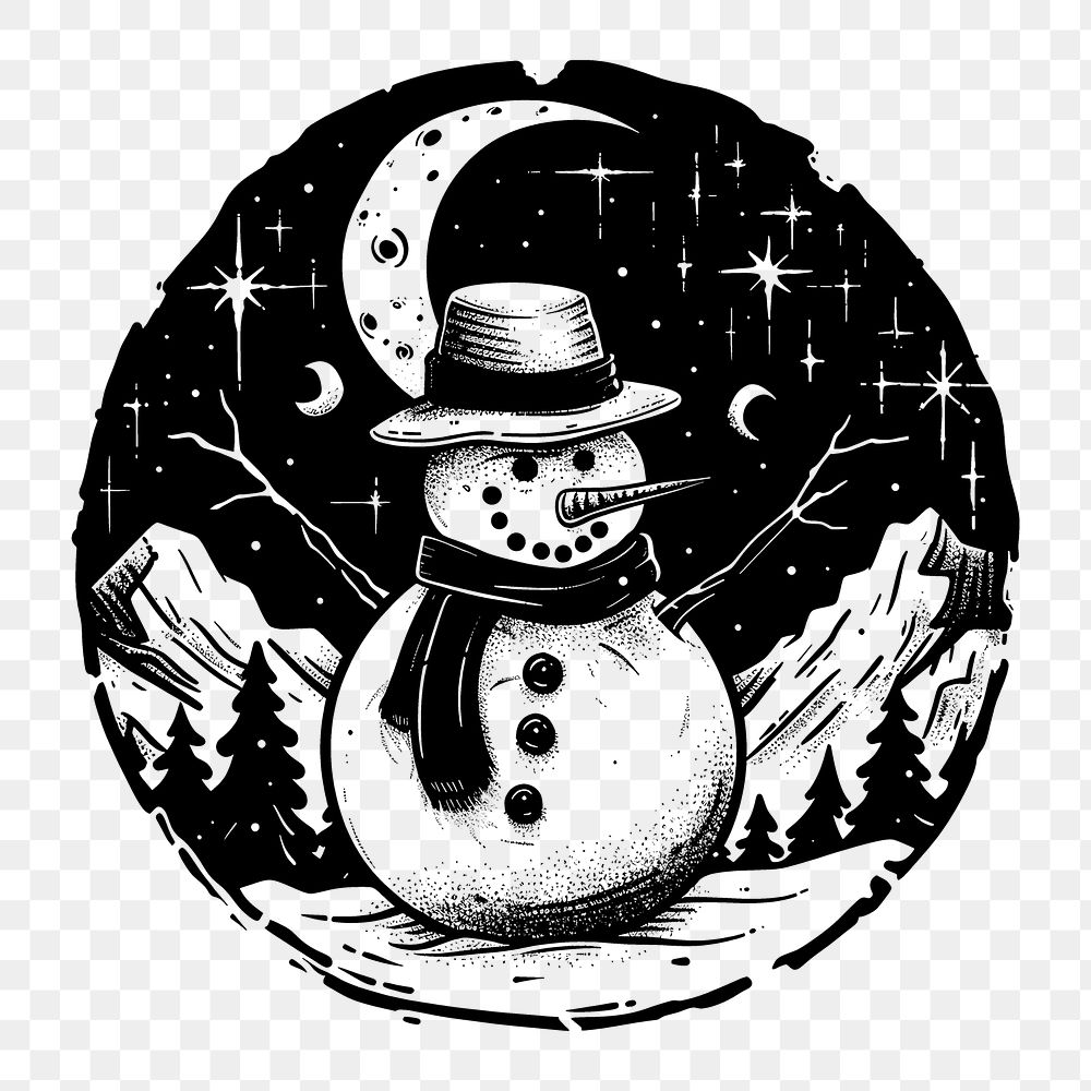 PNG Snowman logo art illustrated outdoors.