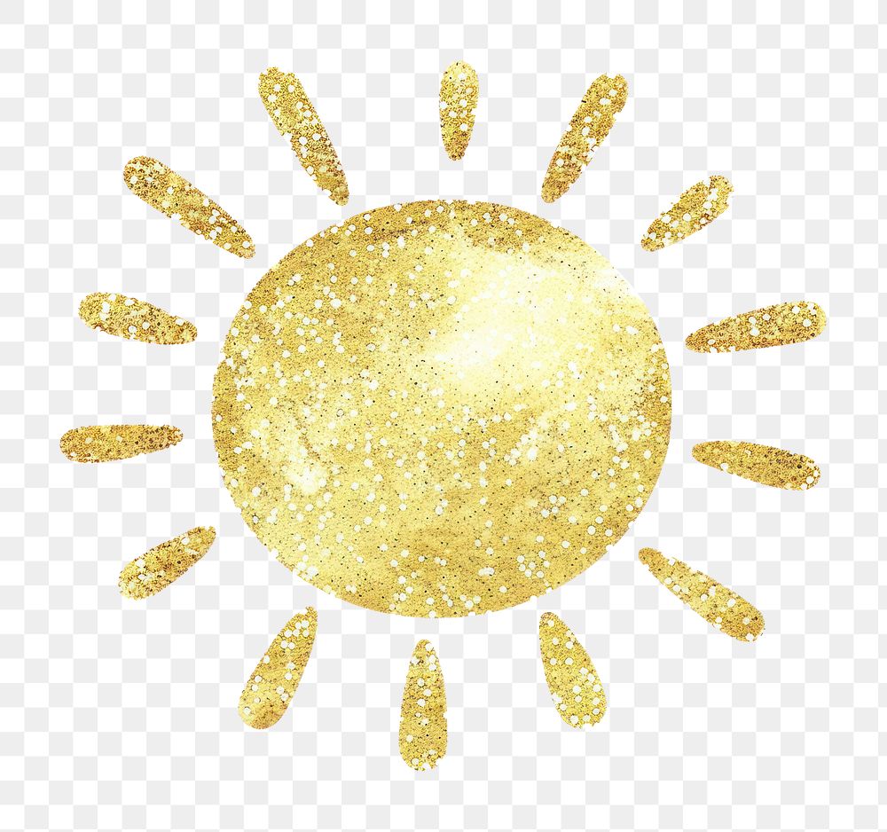 PNG Drawing of the sun and cloud glitter paper gold.