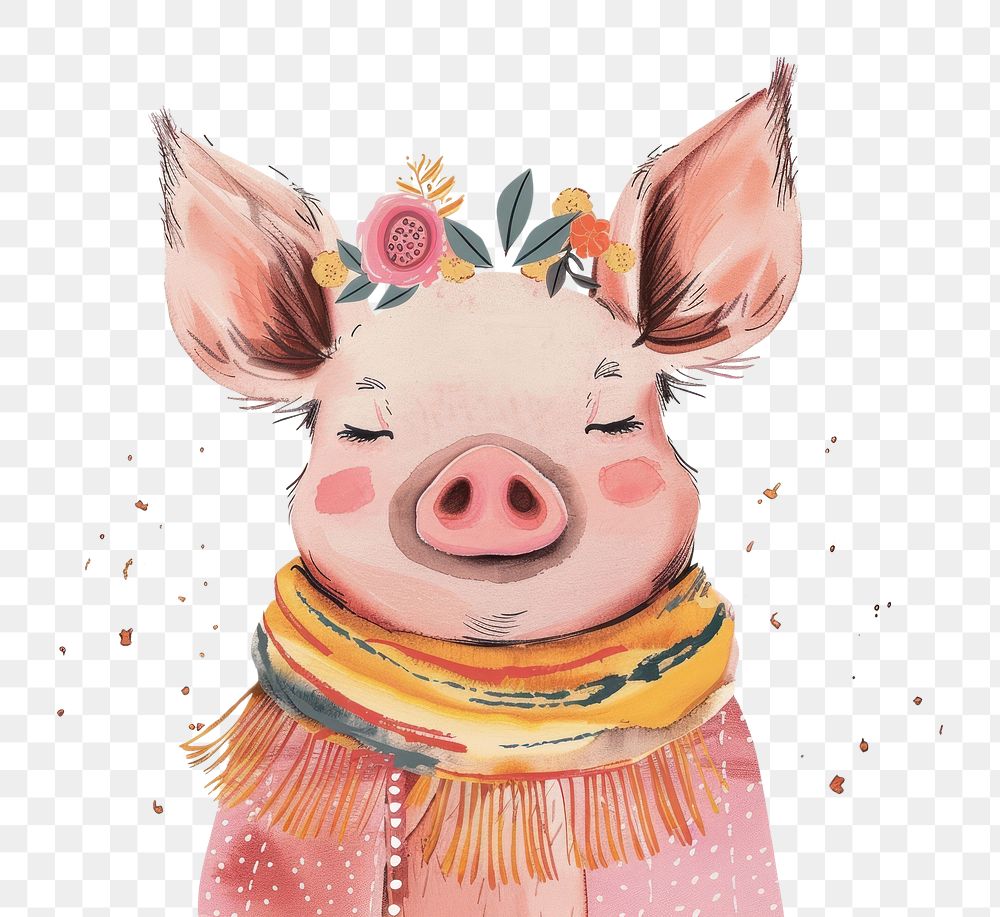 PNG Aesthetic Boho of pig person animal mammal.