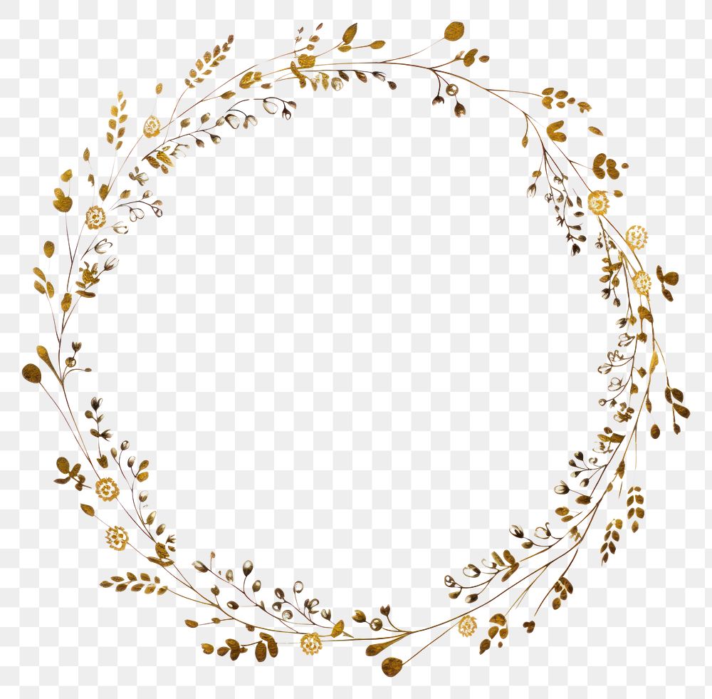 PNG Aesthetic gold glitter single line of little flower circle border accessories accessory graphics.