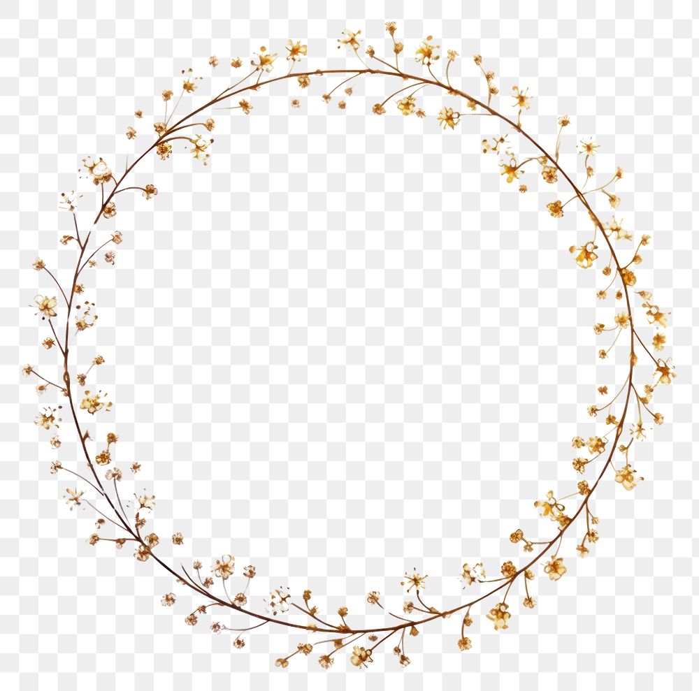 PNG Aesthetic gold glitter single line of little flower circle border accessories chandelier accessory.