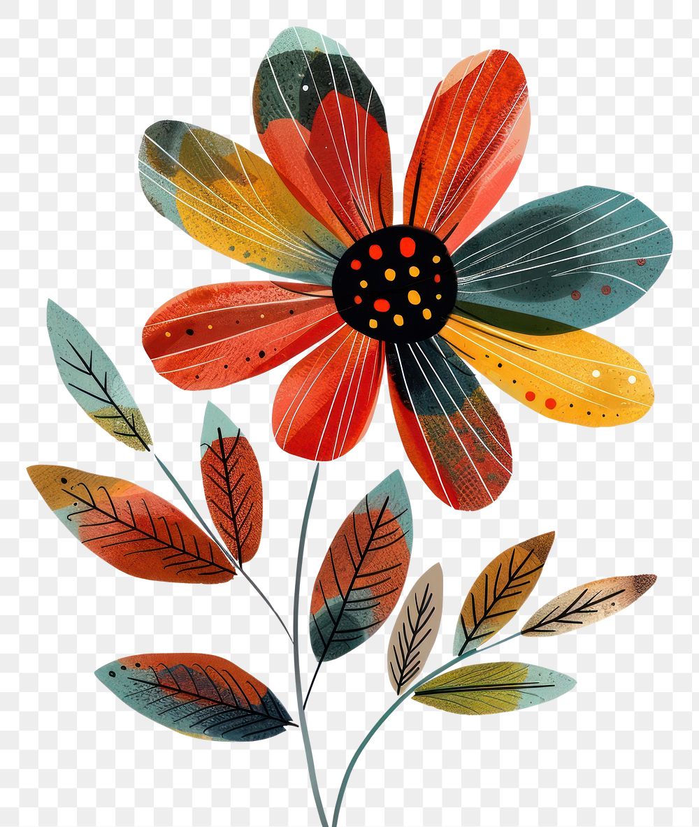 PNG Aesthetic flower in boho art graphics pattern.