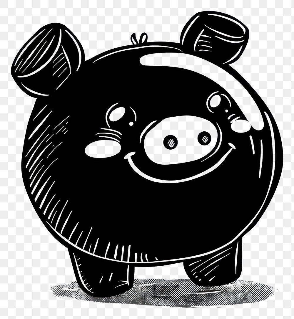 PNG Fun illustration cute banking piggy bank.