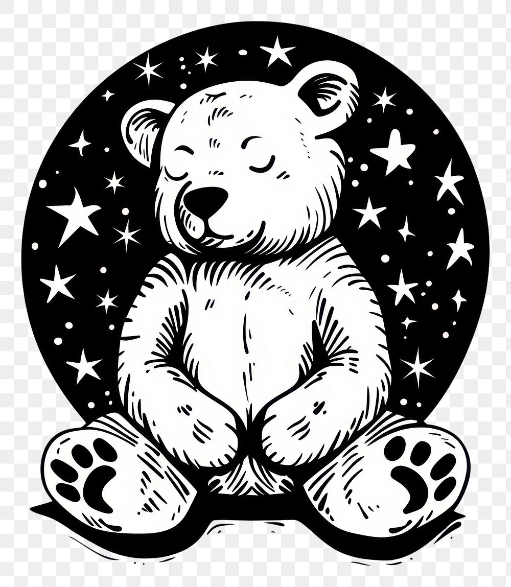 PNG Surreal aesthetic teddy bear logo wildlife sticker stencil.