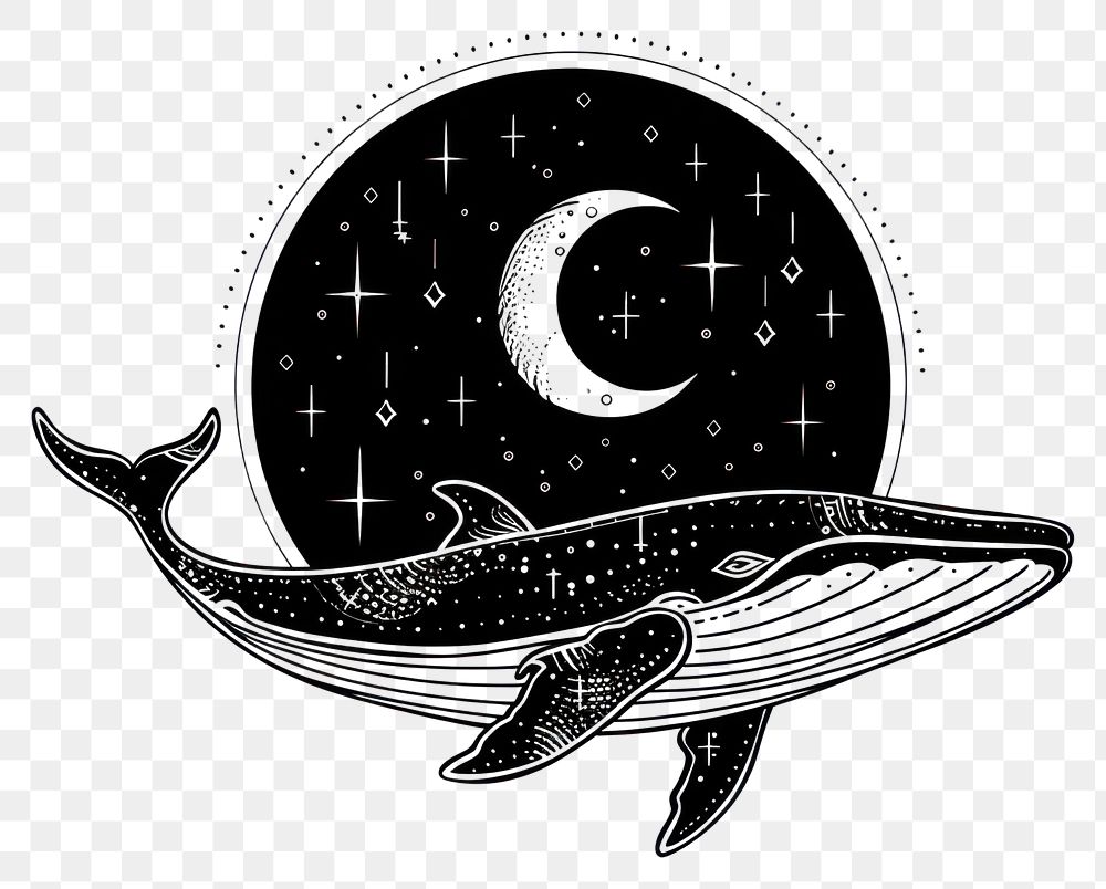 PNG Surreal aesthetic whale logo silhouette art transportation.