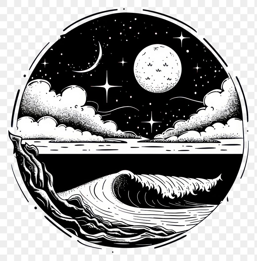 PNG Surreal aesthetic beach logo art astronomy outdoors.