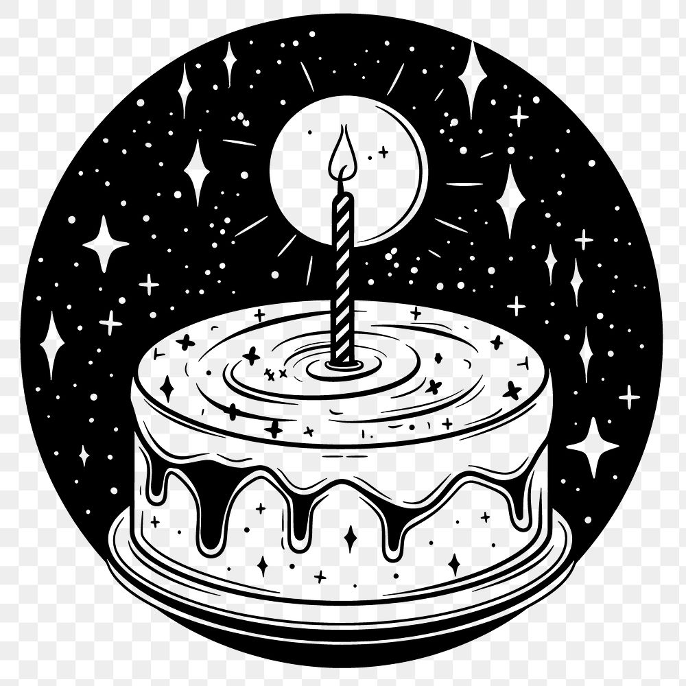 PNG Surreal aesthetic birthday cake logo art dessert candle.