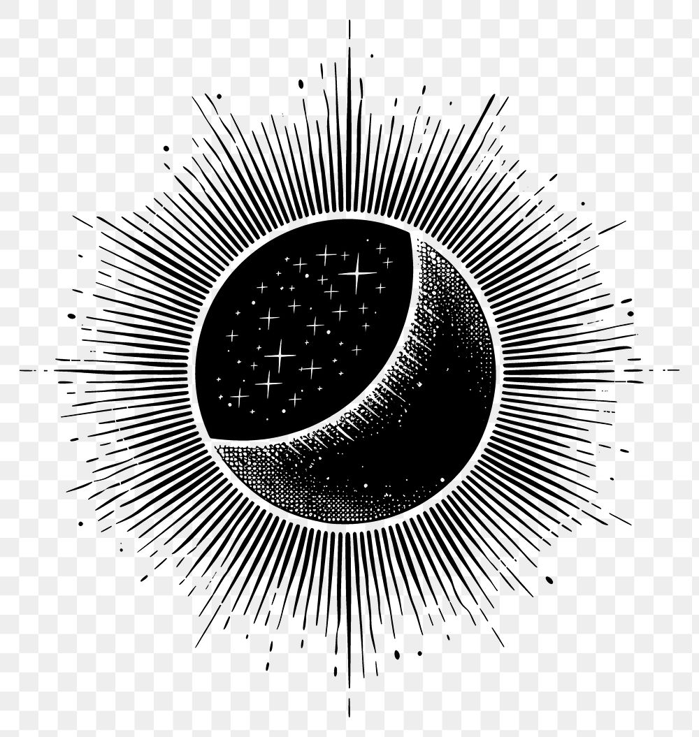PNG Surreal aesthetic eclipse logo art illustrated astronomy.