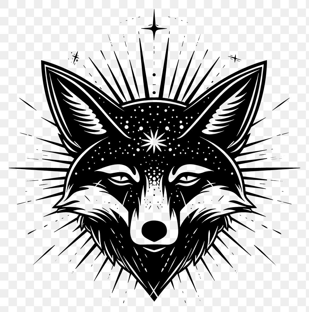 PNG Surreal aesthetic fox logo art illustrated drawing.