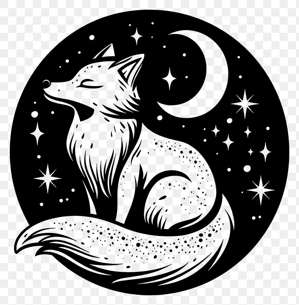 PNG Surreal aesthetic fox logo wildlife symbol animal.