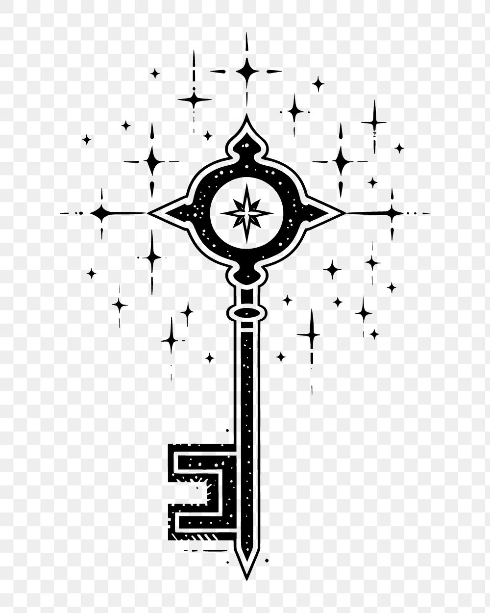 PNG Surreal aesthetic key logo symbol cross.