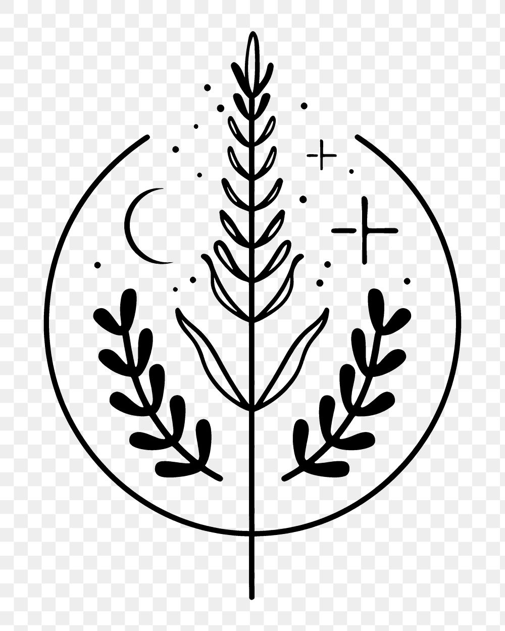 PNG Surreal aesthetic lavender logo stencil symbol plant.