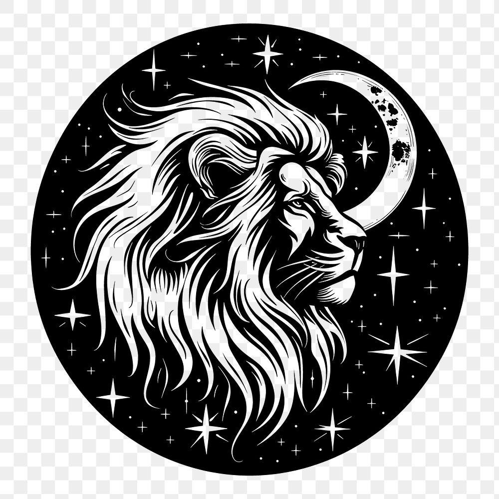 PNG Surreal aesthetic lion logo animal mammal disk.