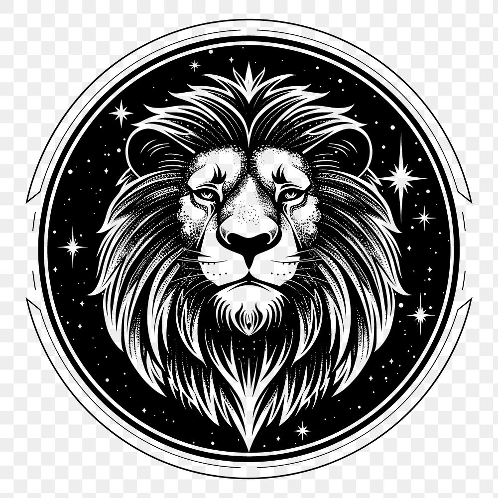 PNG Surreal aesthetic lion logo wildlife animal mammal.