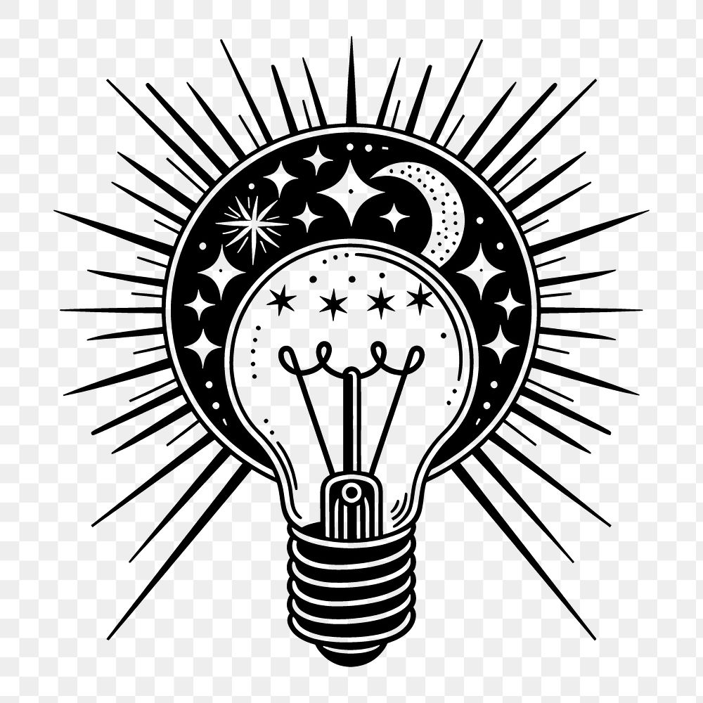 PNG Surreal aesthetic light bulb logo art illustrated lightbulb.