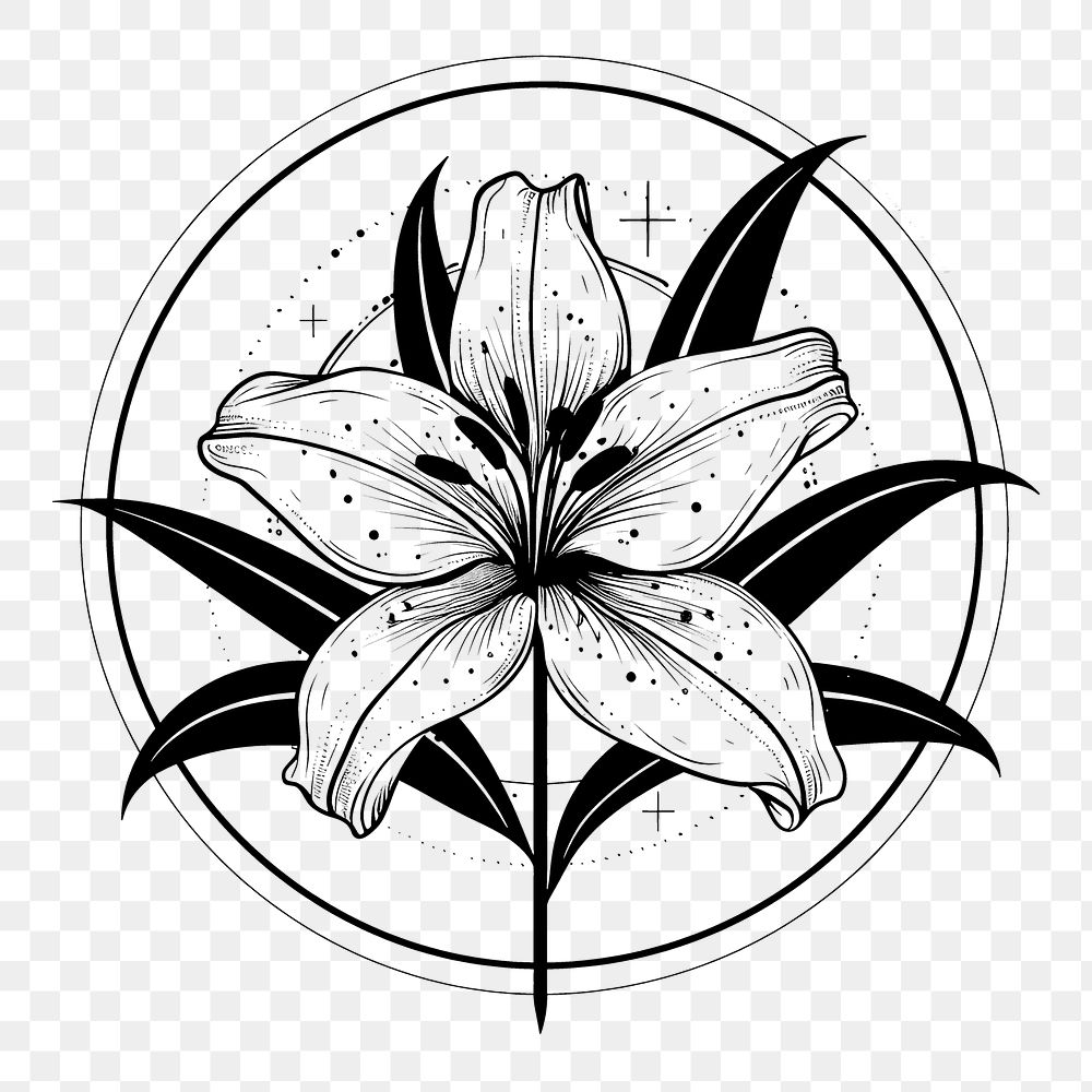 PNG Surreal aesthetic lily logo chandelier blossom flower.