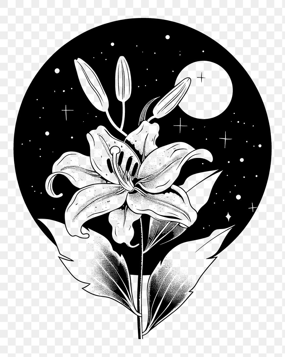 PNG Surreal aesthetic lily logo art astronomy outdoors.