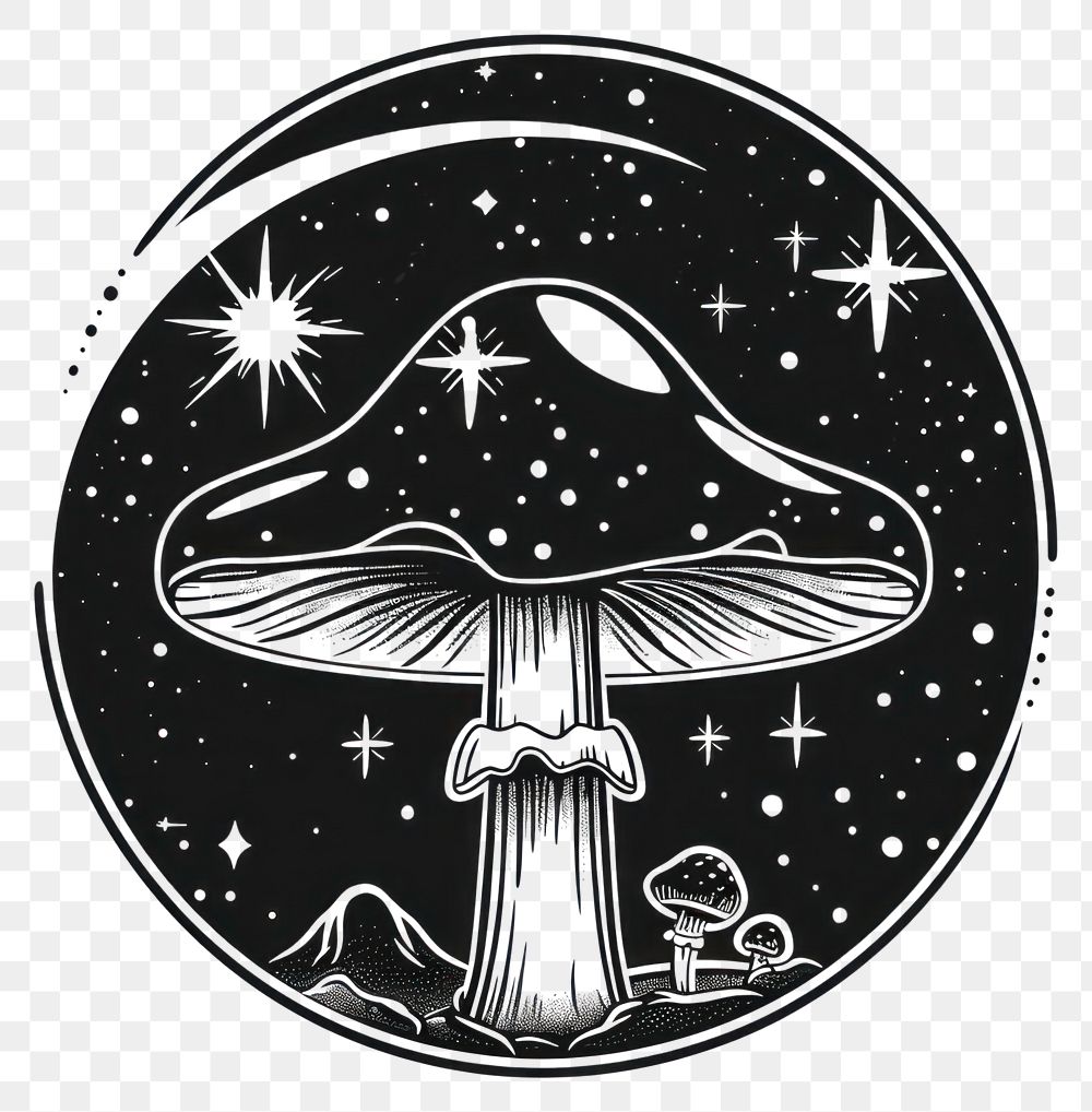 PNG Surreal aesthetic mushroom logo emblem symbol fungus.
