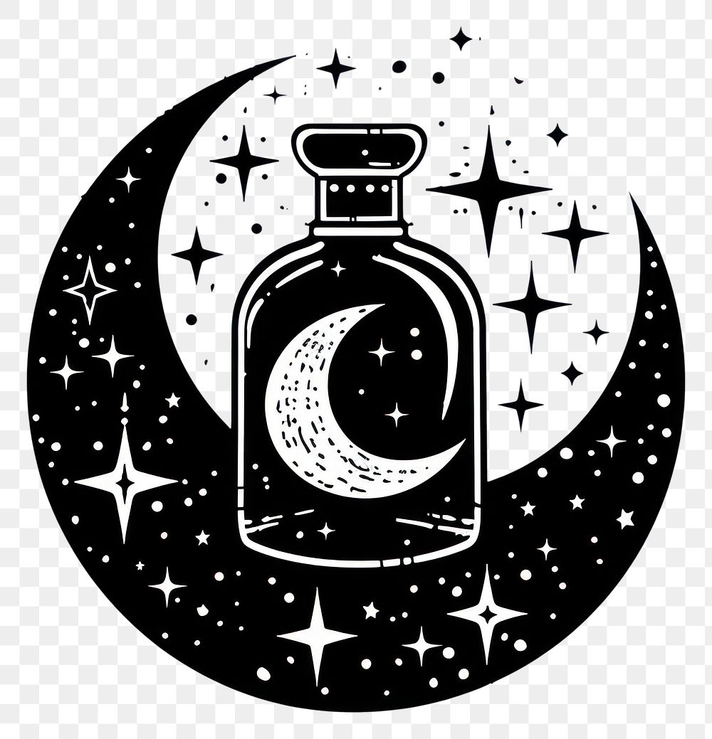PNG Surreal aesthetic perfume logo astronomy outdoors bottle.