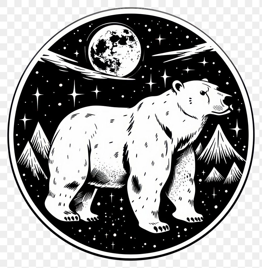 PNG Surreal aesthetic polar bear logo art wildlife animal.