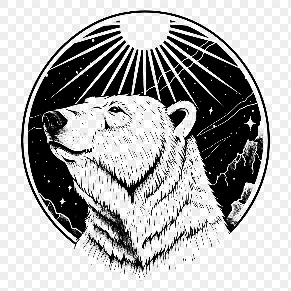 PNG Surreal aesthetic polar bear logo wildlife animal mammal.