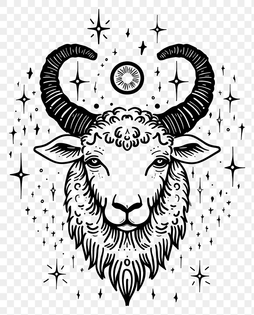 PNG Surreal aesthetic sheep logo art illustrated livestock.