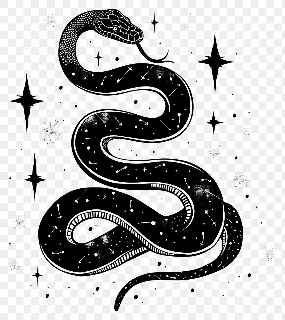 PNG Surreal aesthetic snake logo reptile animal symbol.