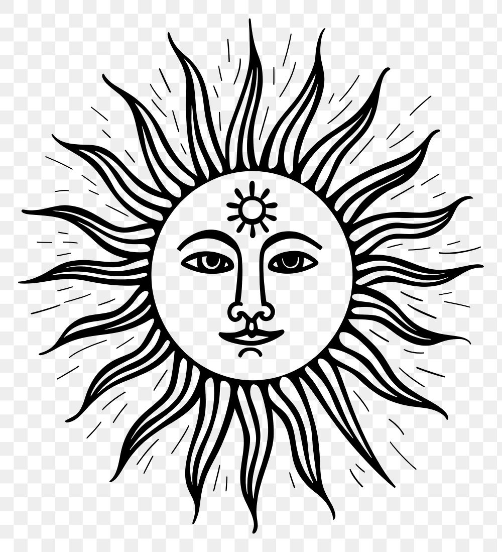 PNG Surreal aesthetic sun logo art illustrated drawing.