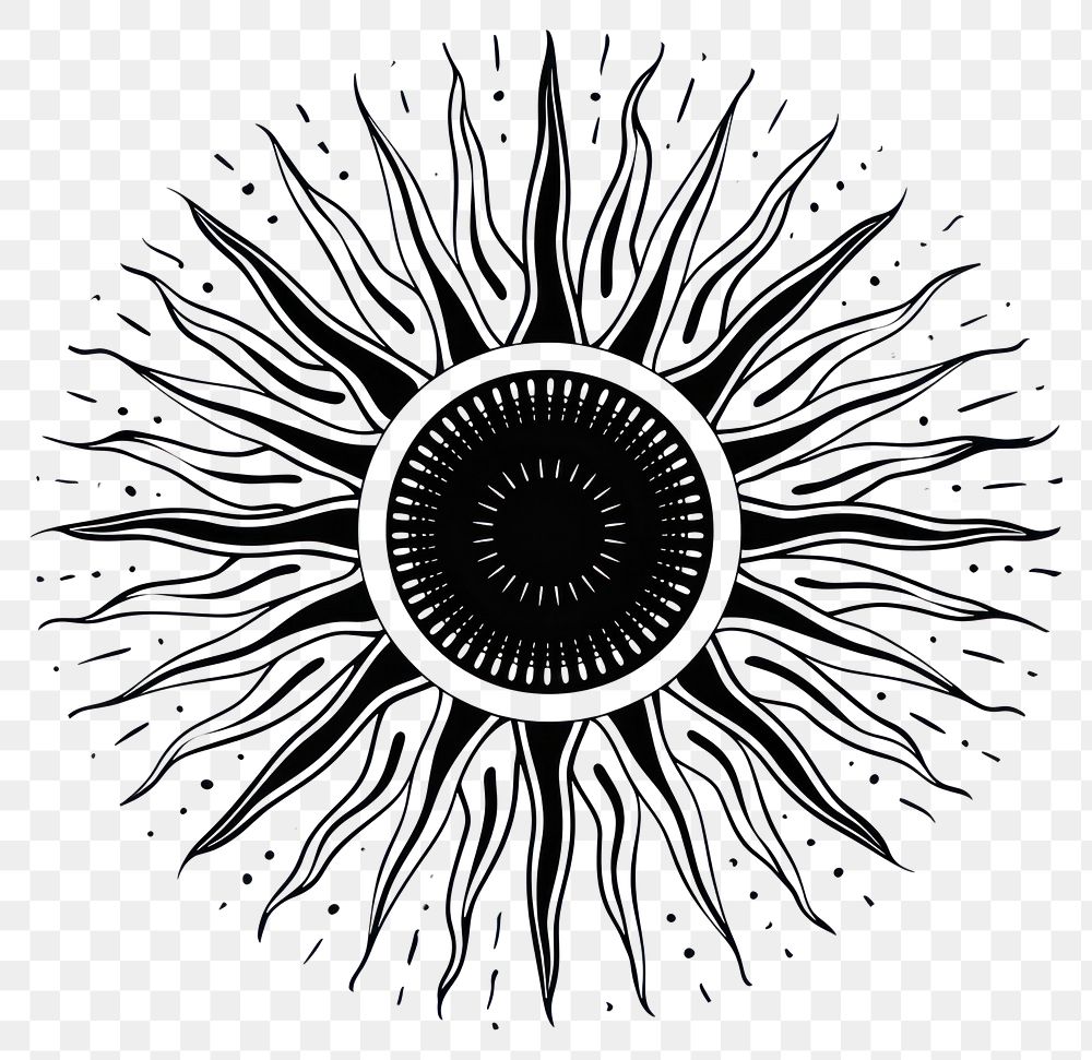 PNG Surreal aesthetic sunflower logo art illustrated drawing.