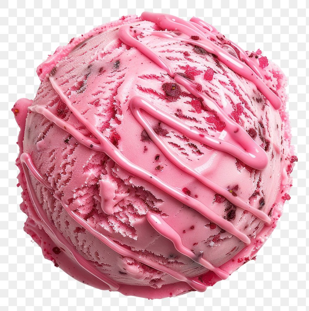 PNG Strawberry ice cream ball dessert creme icing.