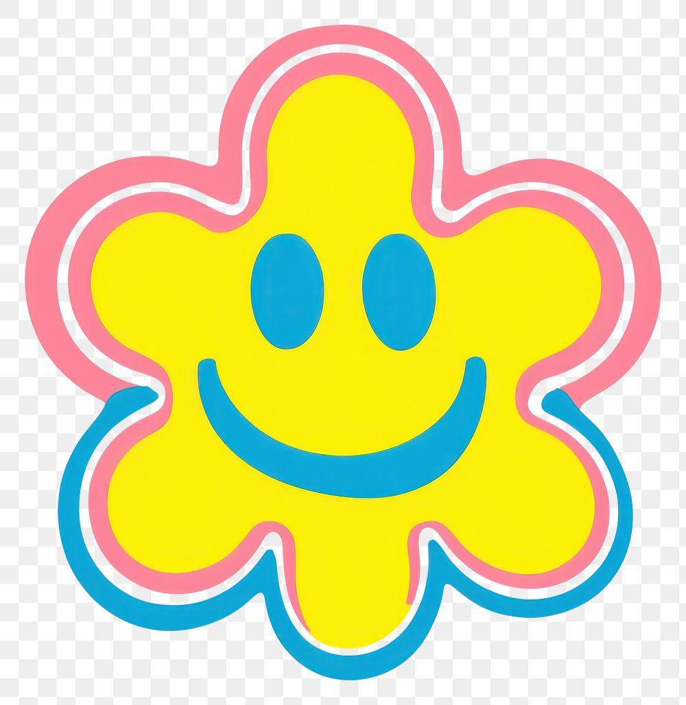 PNG A vector graphic of flower with smile face ketchup food logo.