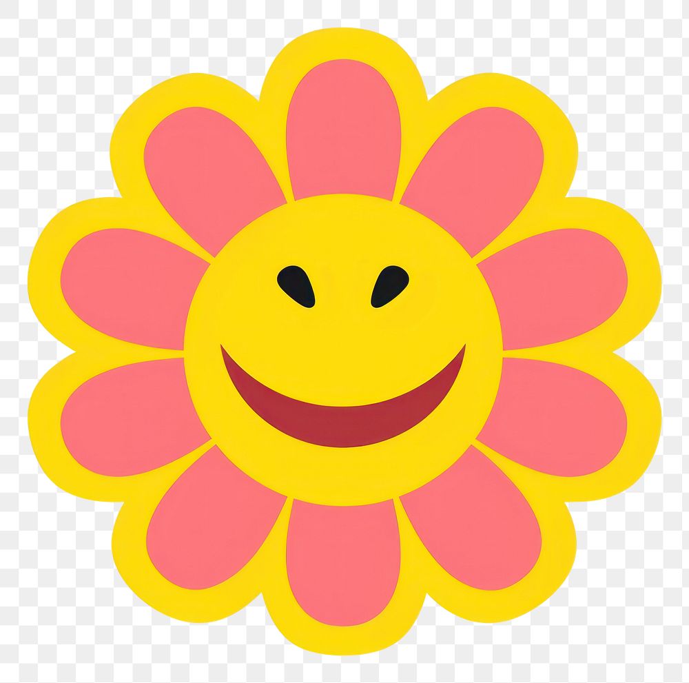 PNG A vector graphic of flower with smile face asteraceae blossom daisy.