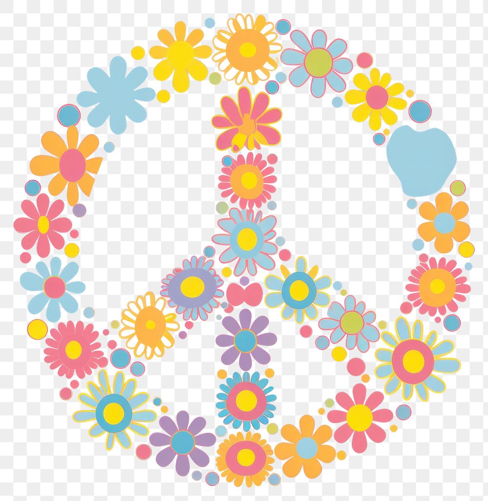 PNG A vector graphic of peace sign with flowers graphics asteraceae pattern.