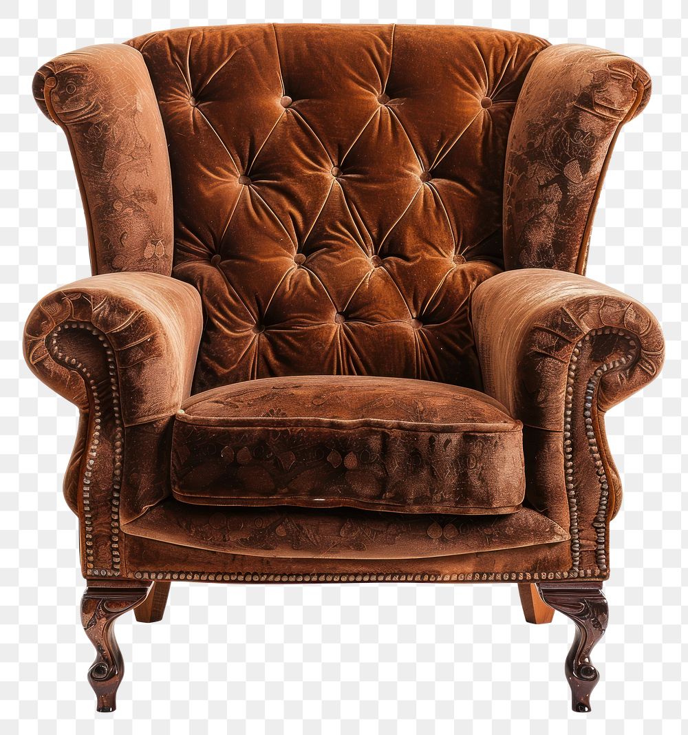 PNG Photo brown cozy chair furniture armchair.