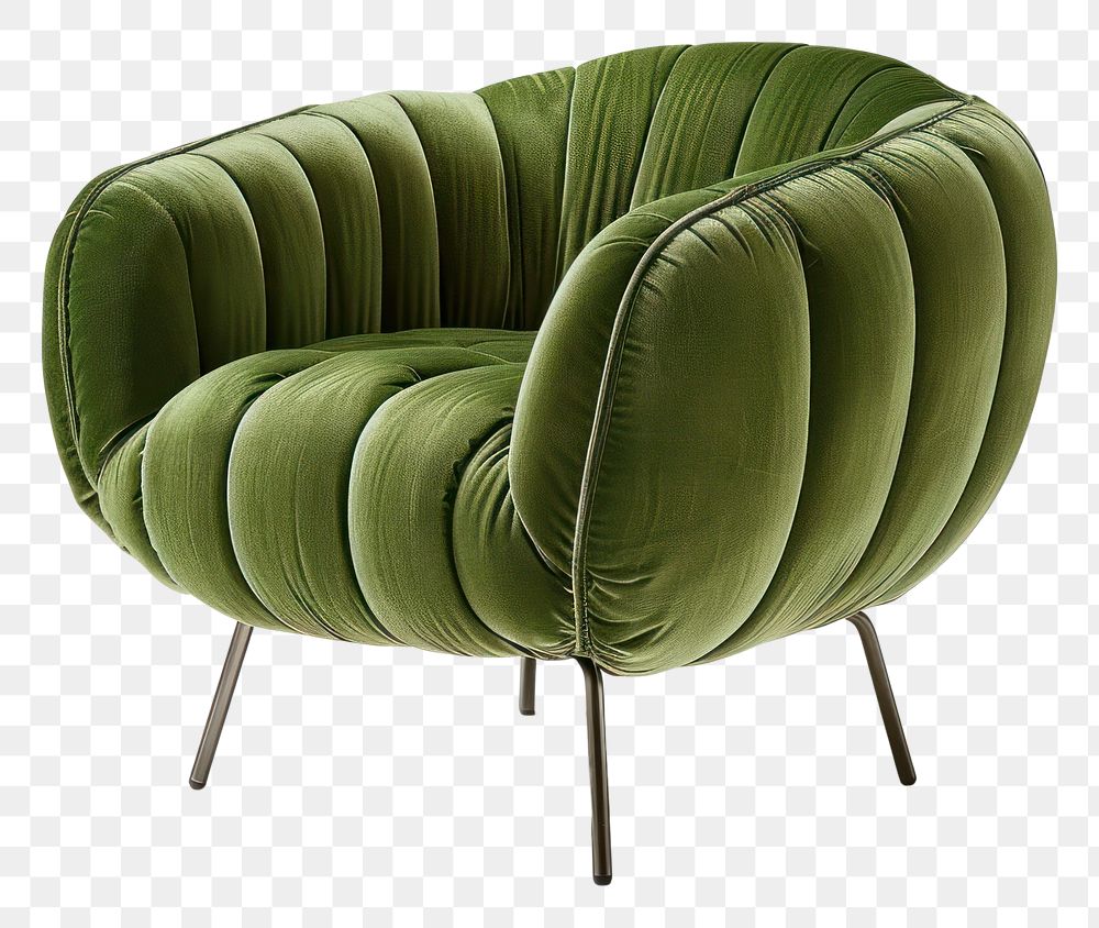 PNG Green rib fabric armchair furniture