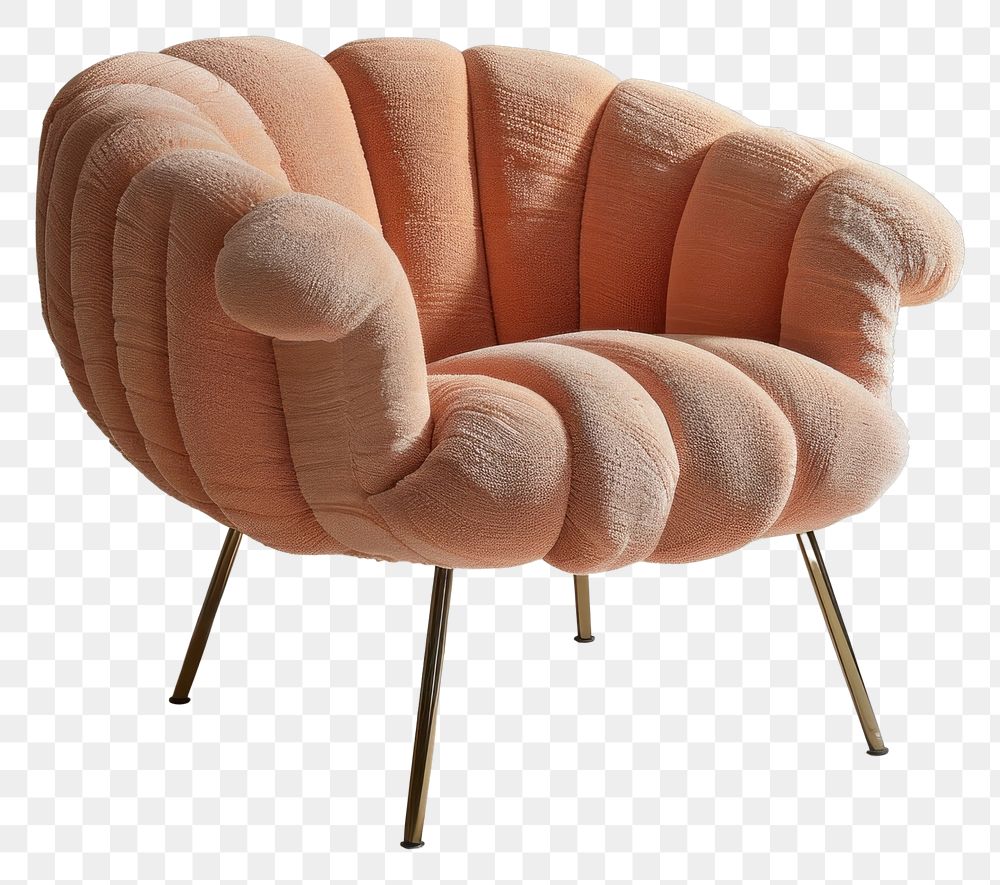 PNG Peach rib fabric armchair furniture.