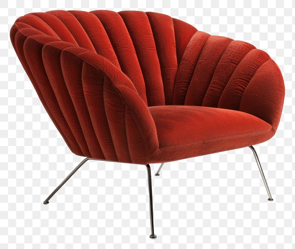 PNG Red rib fabric armchair furniture.