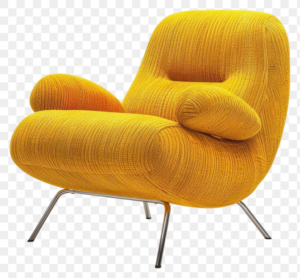 PNG Yellow rib fabric armchair furniture