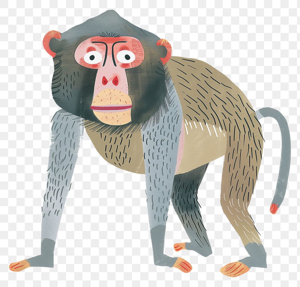 Baboon png wild animal digital art, transparent background