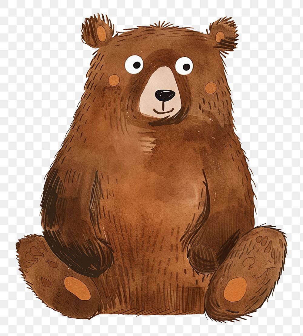 Brown bear png wild animal digital art, transparent background