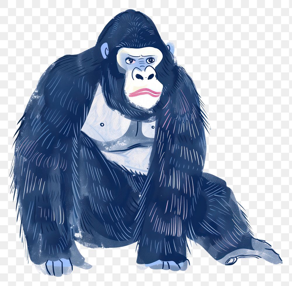 PNG Cute gorilla illustration animal wildlife mammal.