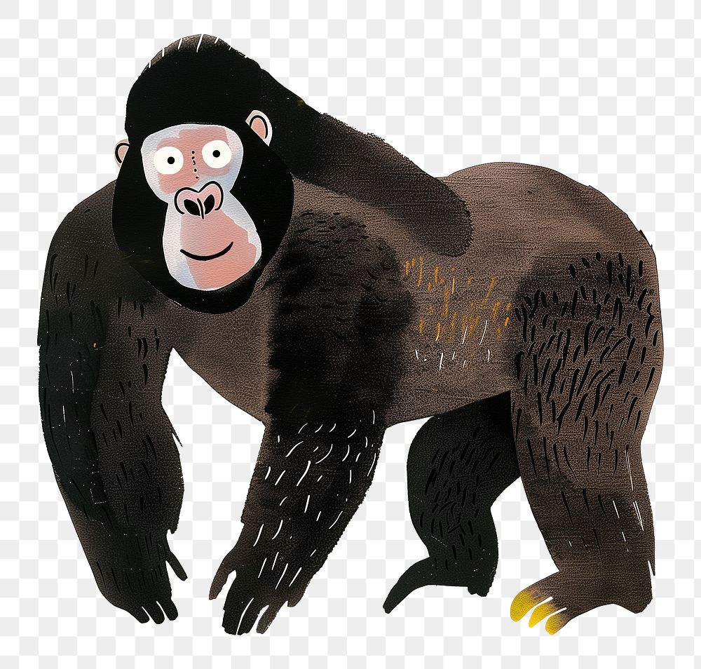 Gorilla png wild animal digital art, transparent background