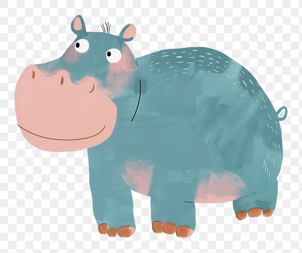 Hippopotamus png wild animal digital art, transparent background