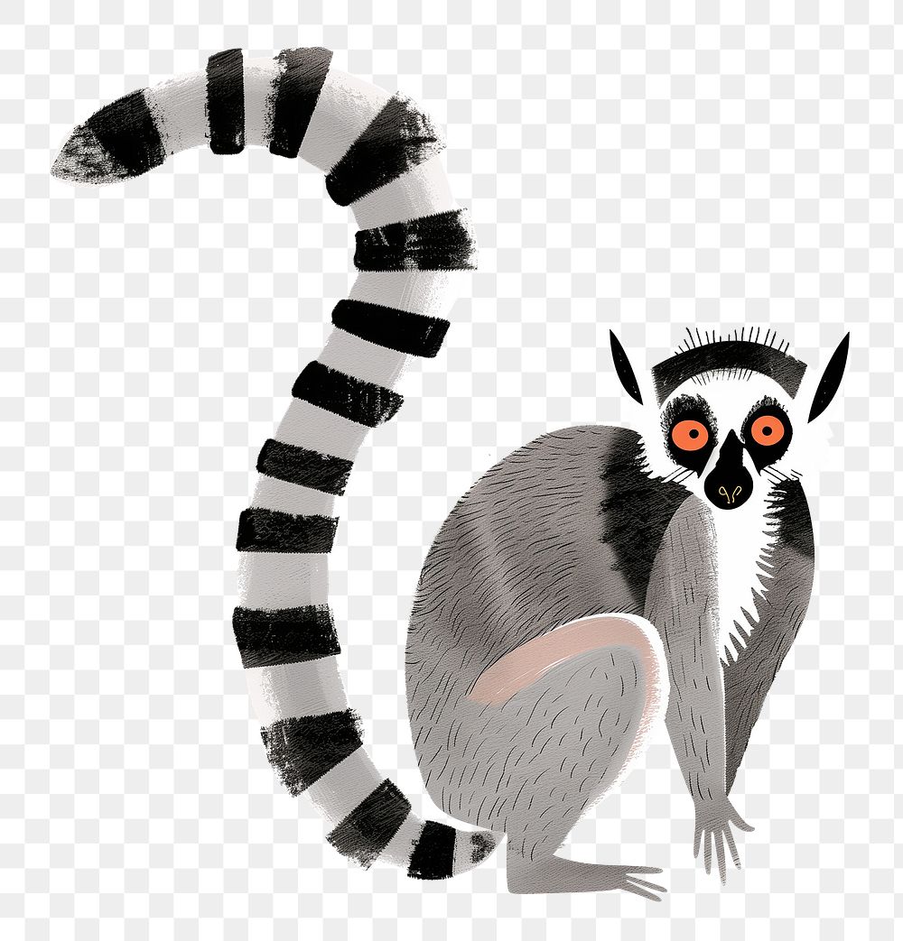 Lemur png wild animal digital art, transparent background