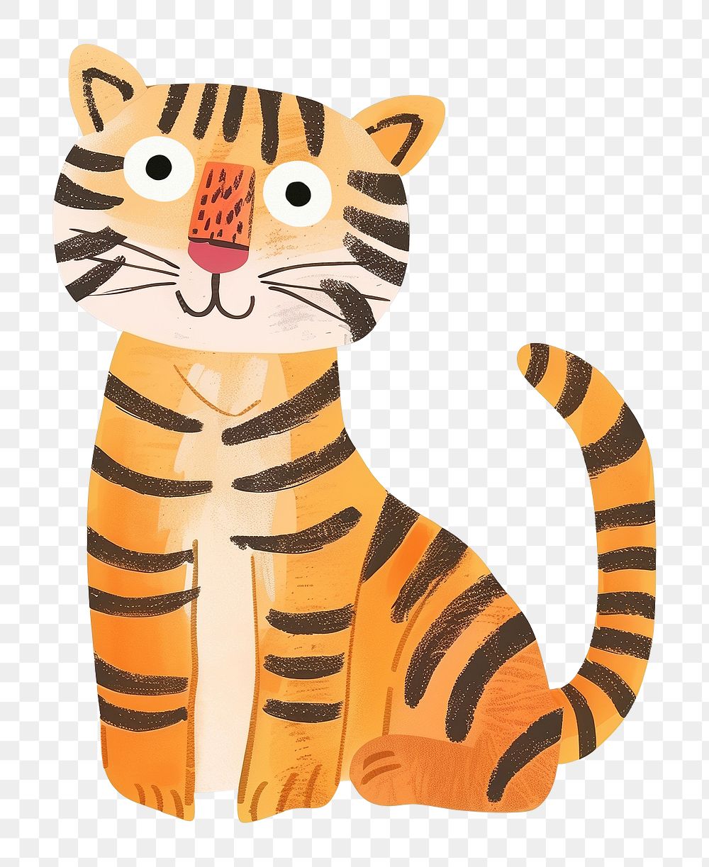 Tiger png wild animal digital art, transparent background