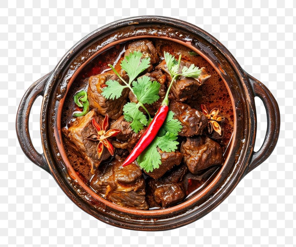 PNG Beef stew rendang food mutton meat.