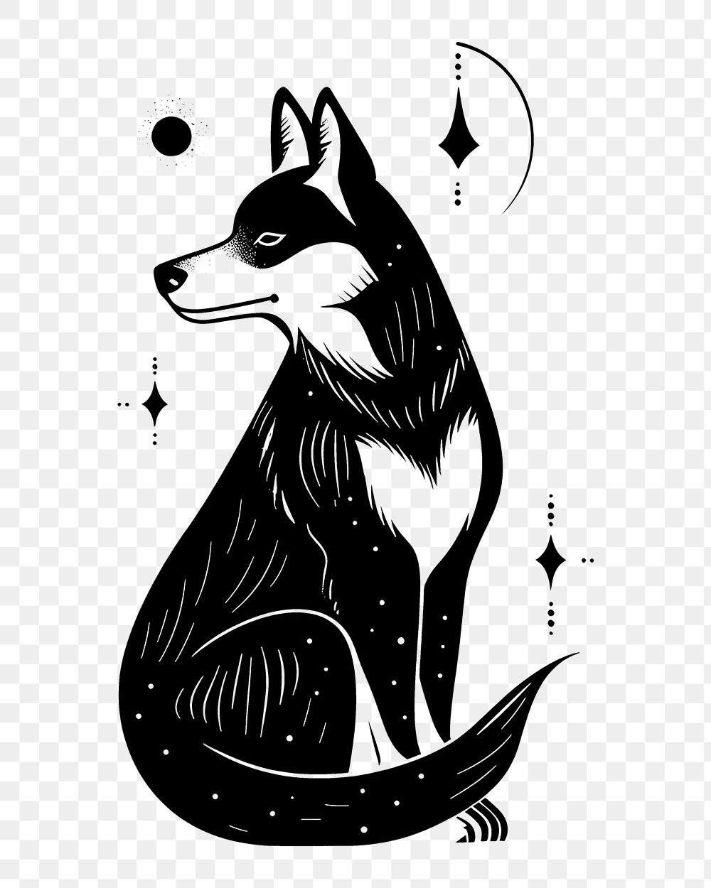 PNG Surreal abstract dog logo art illustrated kangaroo.